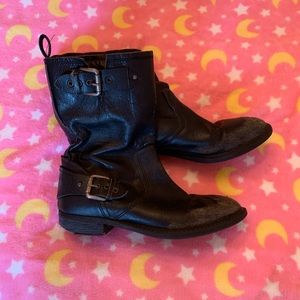 ZARA distressed leather moto motorcycle boots